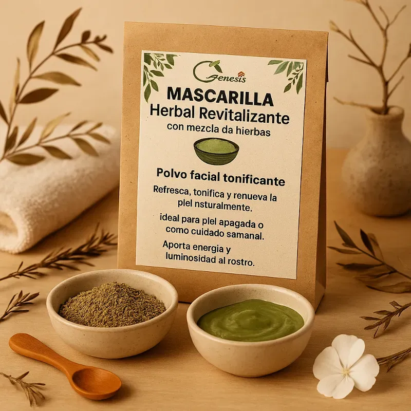 Mascarilla herbal revitalizante con mezcla de hierbas (en polvo) 