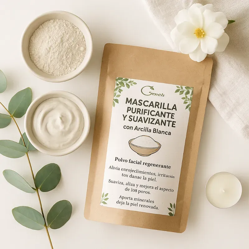 Mascarilla purificante y suavizante con arcilla blanca (en polvo) 