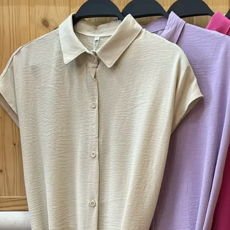 Vestido camisero corto manga corta 