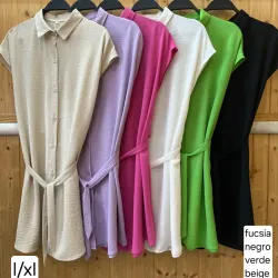 Vestido camisero corto manga corta 