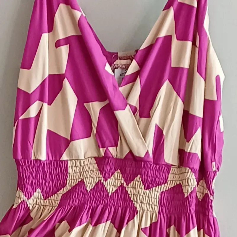 Vestido de tirantes estampado abstracto largo falda can can