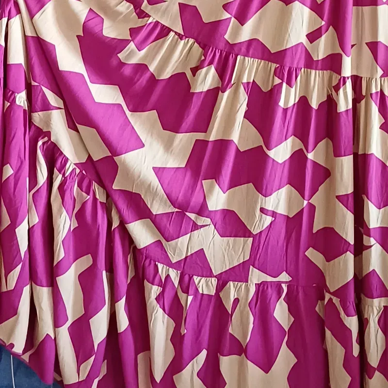 Vestido de tirantes estampado abstracto largo falda can can