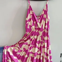 Vestido de tirantes estampado abstracto largo falda can can