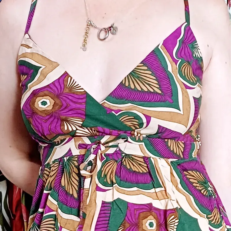 Vestido estampado púrpura largo de tirantes