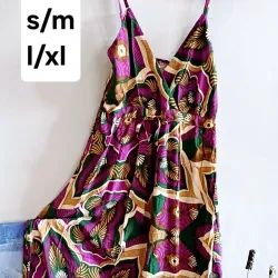 Vestido estampado púrpura largo de tirantes