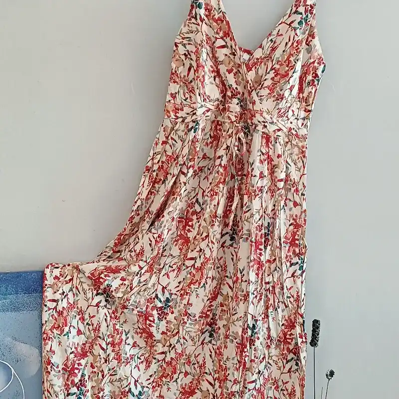 Vestido floral largo de tirantes 