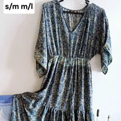 Vestido largo de seda estampados varios colores manga 3/4