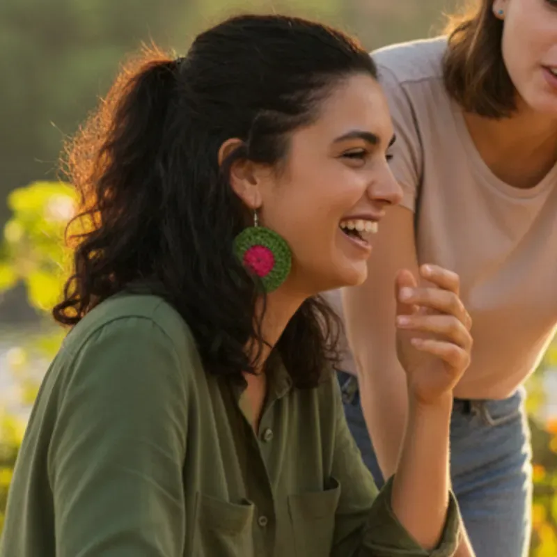 Aretes de aro bicolor