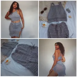 Conjunto de saya larga y blusa