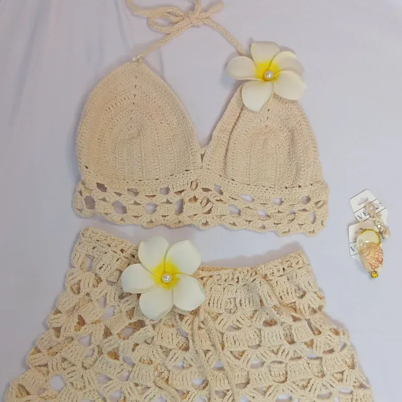 Conjunto saya blusa con flores foami