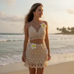 Conjunto saya blusa con flores foami