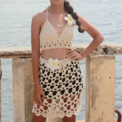 Conjunto saya blusa con flores foami