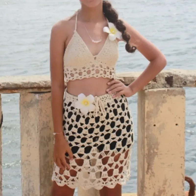 Conjunto saya blusa con flores foami