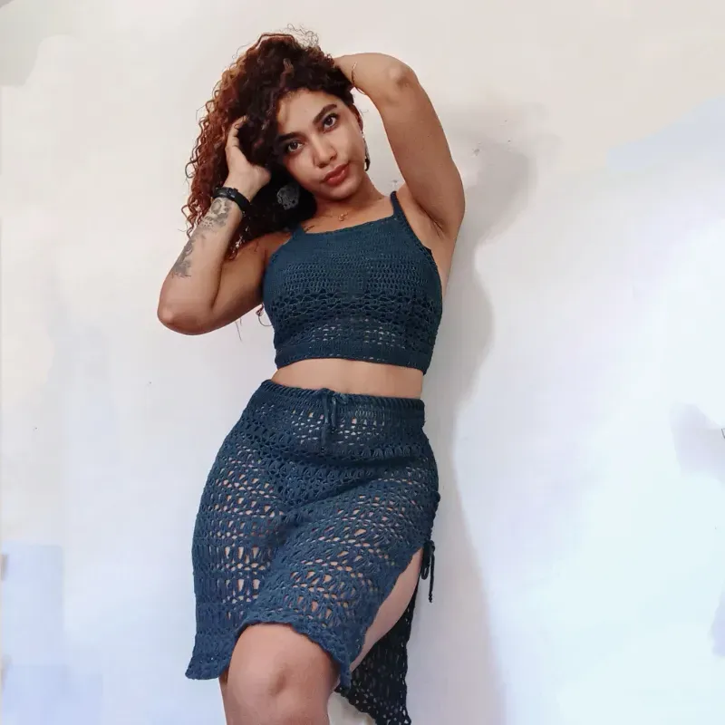 Conjunto saya larga y blusa