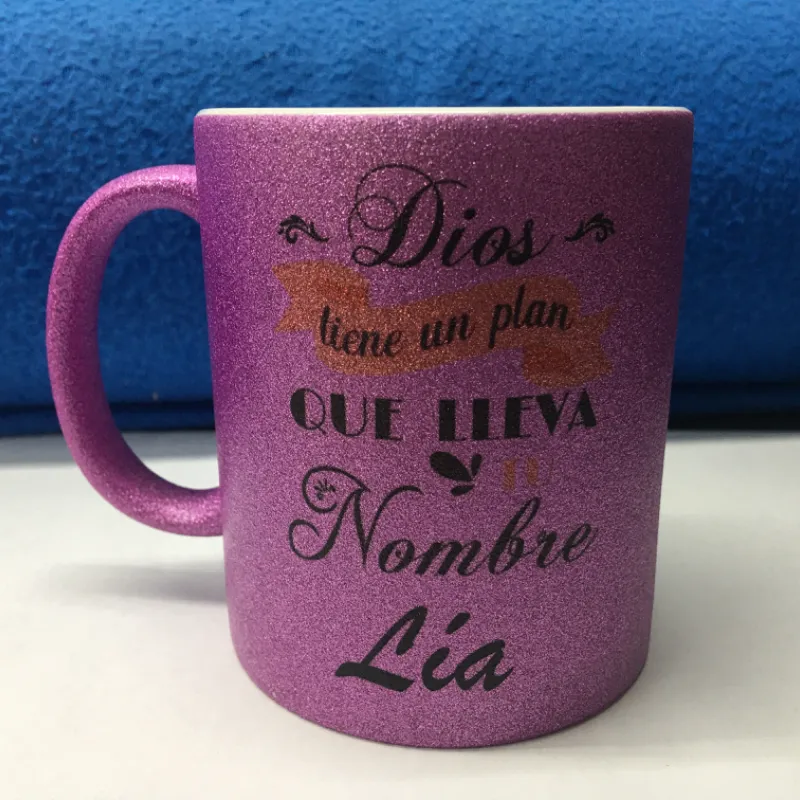 Taza gliter rosada