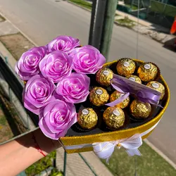 Caja mitad rosas mitad bombones