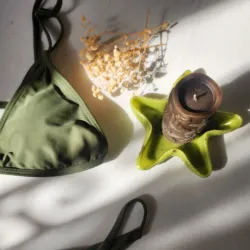 Set de cirio marino marrón y estrella verde 🍂🍀