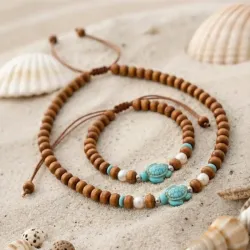 Pulsera madera y turquesa