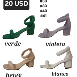 Tacones cuadrados bajitos con agarradera en el tobillo