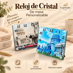Reloj cuadrado de cristal (de mesa) 