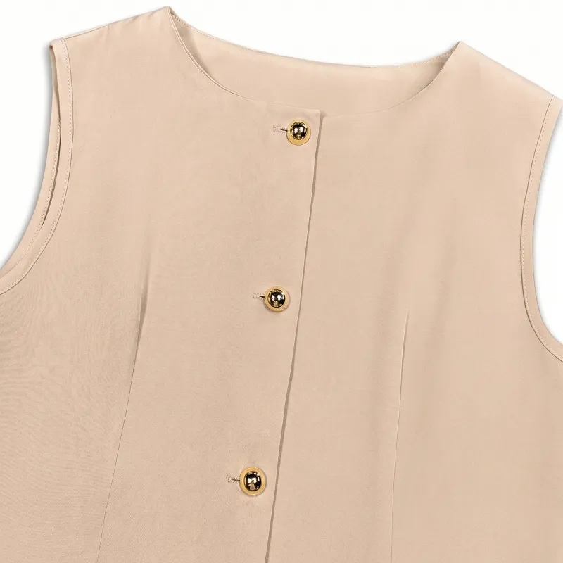 Breasted Vest and Shorts 2 Pieces Set