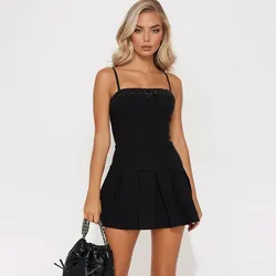 Pleated Twill Dress Fashion Nova