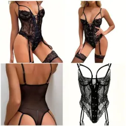 ‎🔥🍒 Conjunto de encaje sexy [incluye medias]
