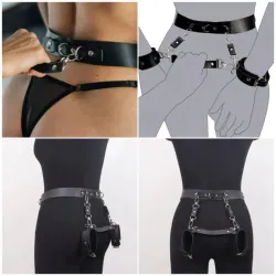 ‎⚜️ Set de Esposas y Bondage — Arnés de Cintura con Agarre