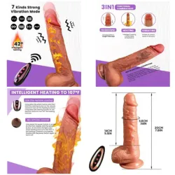 ‎⚜️ Dildo Vibrador Telescópico con Calefacción (mando a distancia)