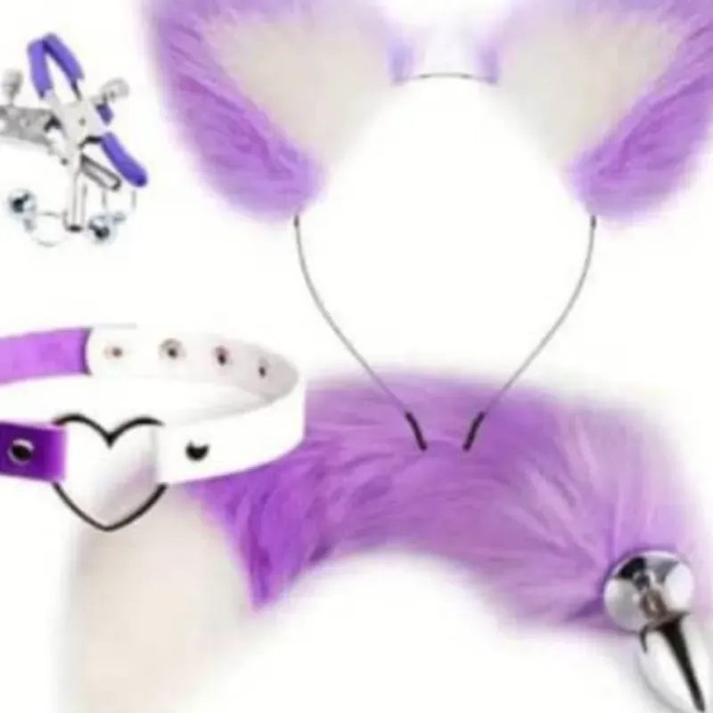 ⚜️ Juego de 4 Piezas con cola de Zorro para Adultos