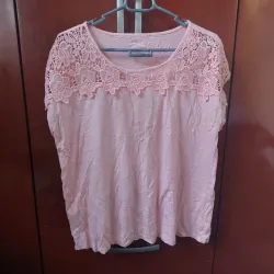 Blusa Color Salmòn con Tejido