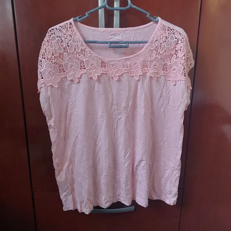 Blusa Color Salmòn con Tejido