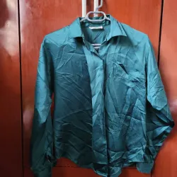 Blusa Verde de Mangas Largas de Satìn