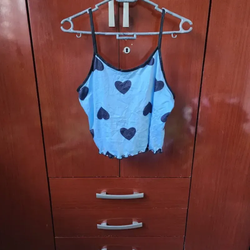 Top de Dormir Azul con Corazones