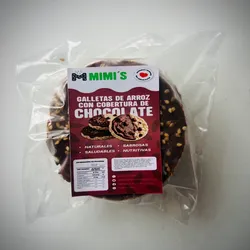 Galleta de arroz con cobertura de chocolate y frutos secos