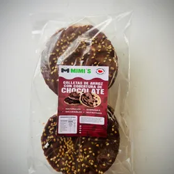 Galletas de arroz con cobertura de chocolate y frutos secos