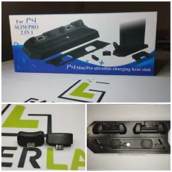 🌬Base de refrigeración para Ps4 Slim/Pro y carga de dos mandos (Nuevo/sellada)🌟