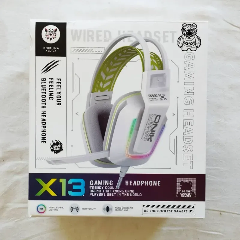 Cascos ONIKUMA GAMING🐲 X13 (⚪Color blanco)