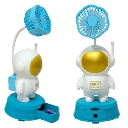 🌬️VENTILADOR DE MESA RECARGABLE DE ASTRONAUTA CON SACAPUNTAS