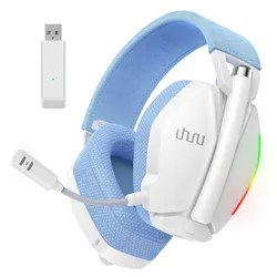 Audífonos Gaming UHURU RGB inalámbrico BLANCOS 