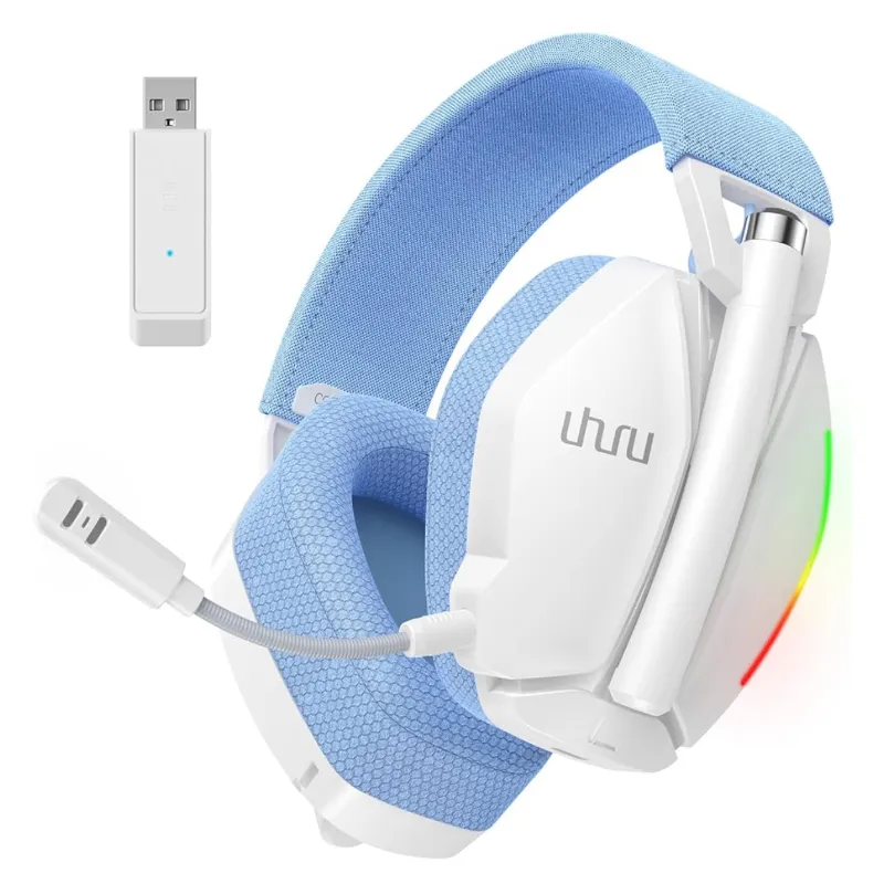 Audífonos Gaming UHURU RGB inalámbrico BLANCOS 