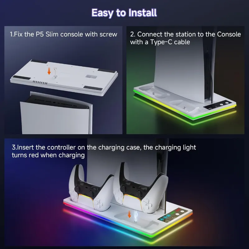 Base RGB de enfriamiento y carga para todos los modelos de ps5