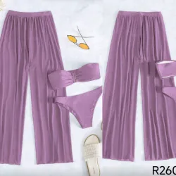 Bikini set 3 piezas color morado