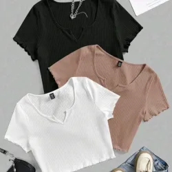 Top corto color gris