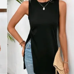 Top largo ajustado color negro