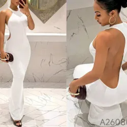Vestido largo ajustado color blanco