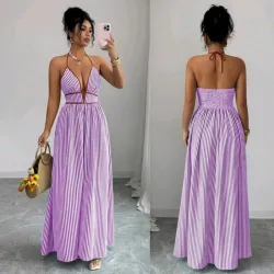Vestido largo suelto rayas