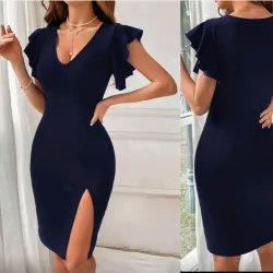Vestido midi ajustado color índigo