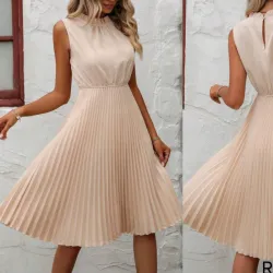 Vestido midi suelto color mamoncillo