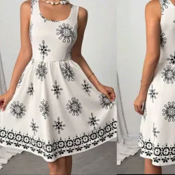 Vestido midi suelto estampado